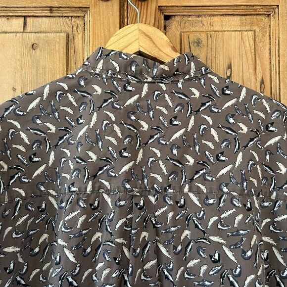 Columbia Mens XXL Fish Print Short Sleeve Button Front Shirt Collared Vintage - Picture 8 of 8